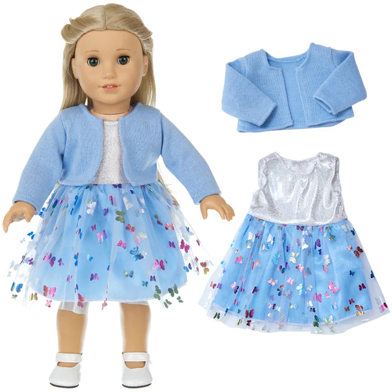 18 inch Girls Doll Winter Coat Dress Suit for 43cm Baby Doll Outfit Skirt