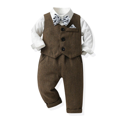 top and top Fashion Toddler Kids Boy Gentleman Clothing Sets Long Sleeve Formal Suits Children Boys Casual Clothes 3Pcs Outfits