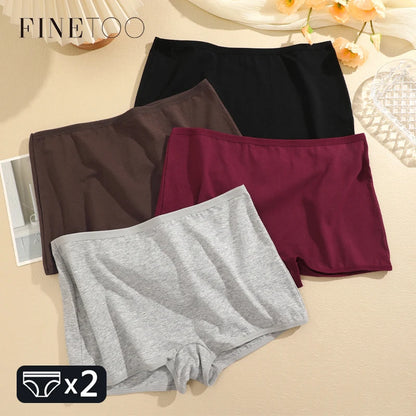 2pcs Women's Cotton Boxers Panties Female Seamless Sports Boyshorts Underwear Female Solid Soft Lingerie Safty Shorts XS-XL 2024