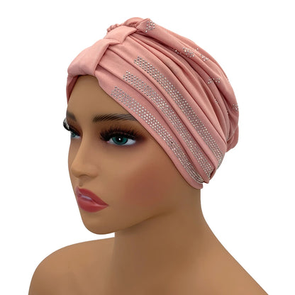 Summer Breathable Muslim Turban Cap Diamonds Under Scarf Hat Fashion Inner Hijab Bonnet