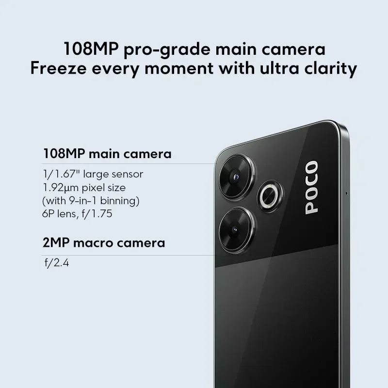 Global Version POCO M6 Smartphone 128GB 256G MediaTek Helio G91 Ultra 6.79'' 90Hz Display 33W Fast Charging 5030mAh Battery