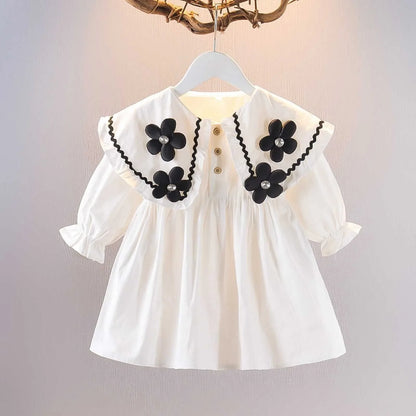 Baby Girl Dress Spring and Autumn Foreign Children's Dress Fairy Student Bubble Sleeve Birthday Princess Dress