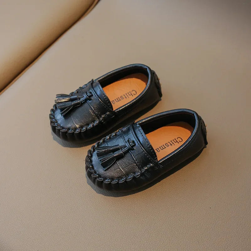 Children Flat Shoes Spring Autumn Kids Slip-on Shoes Boys Loafers Soft PU Leather Toddler Oxfords Cute Tassel Little Kids Shoes