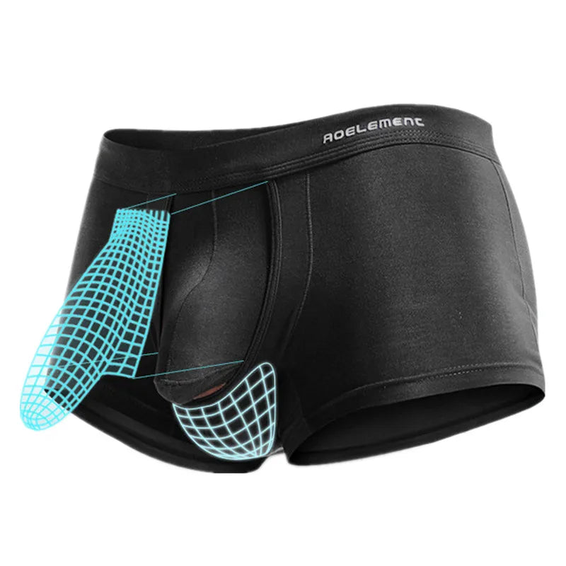 Men's Boxers Shorts Modal Underwear Man Solid Bullet Separation Pouch Panties Male Underpants Ropa Interior Hombre Large Size