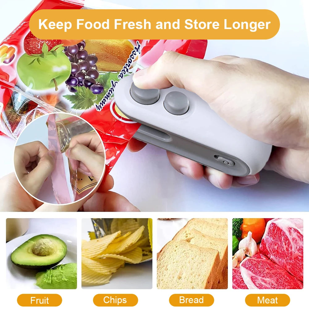 Mini Heat Bag Sealing Machine Plastic Bag Sealer Package Sealer Food Sealer Clip Bag Handheld Sealer