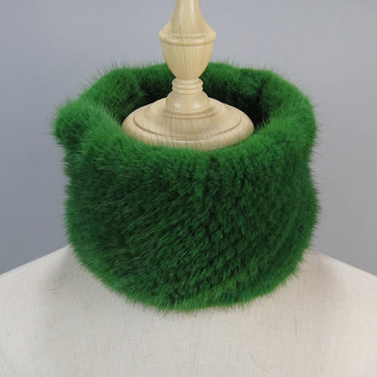 2025 New Women Winter Real Mink Fur Scarves headbands Good Elastic Knitted Natural Mink Fur Scarf Thick Warm Lady Fur Ring Shawl