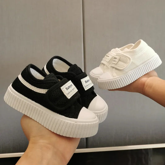 Children's Fashion Thick Sole Canvas Shoes Kids Breathable Casual Sneakers 2024 Spring New Toddler Girls Boys Chic Flats Shoes