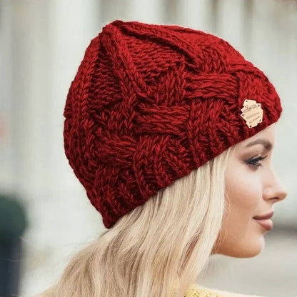 Solid Knitted Beanies Caps for Women Warm Cashmere Wool Skullies Beanies Female Thick Knitted Hats Autumn Winter Warm Cap