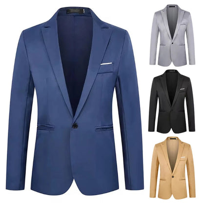 Men's Casual Business Trendy Suit Jacket Autumn Light Luxurious Slim Non-ironing Anti-wrinkle Solid Color Versatile Suit