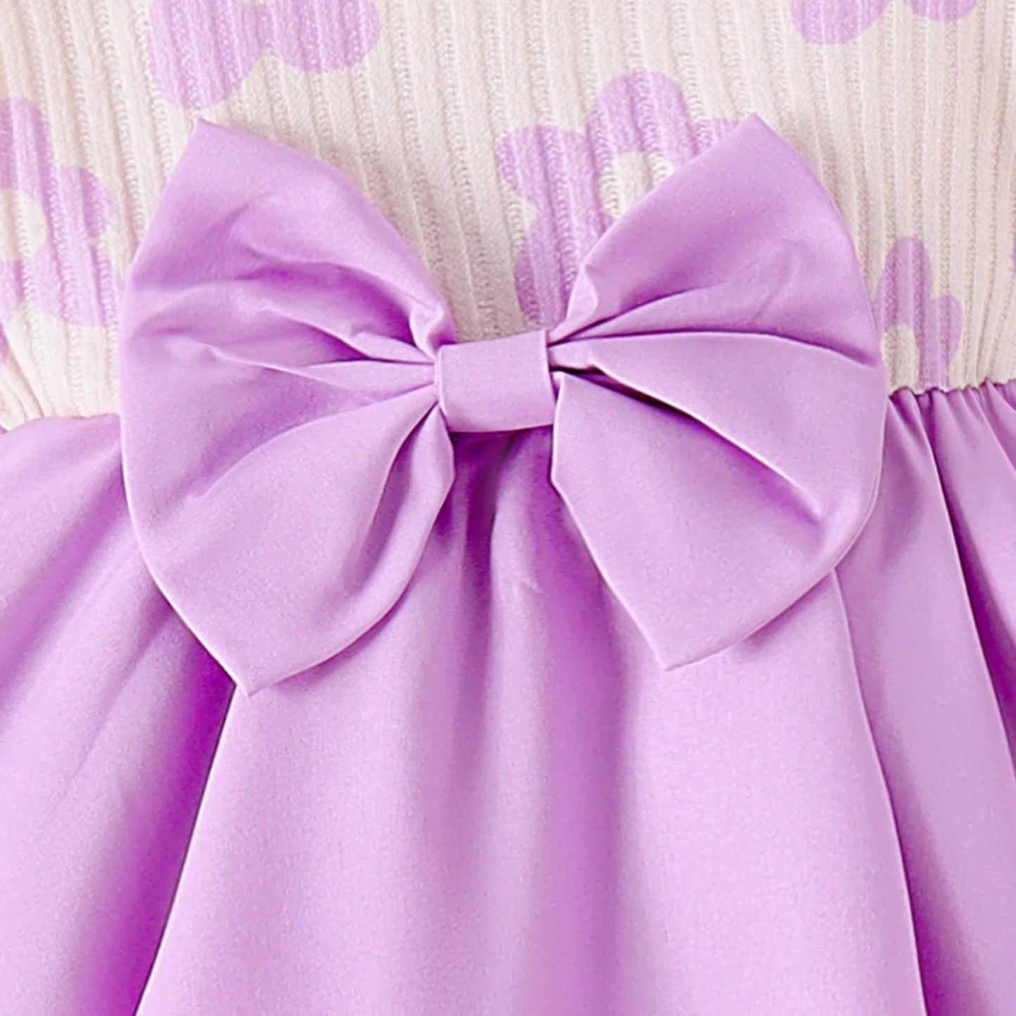 2PCS Autumn New Style 0-1 Year Old Girl Baby Sweet And Cute Round Collar Printed Long-Sleeved Dress + Hair Band