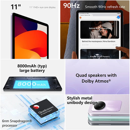 Global Version Xiaomi Redmi Pad SE 11 Inch Tablet Snapdragon®680 Quadspeakers Dolby Atmos®11 "Display 8000mAh Large Battery