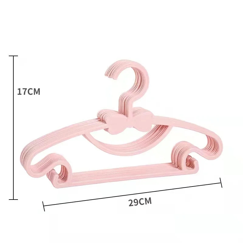 10pcs Portable Kids Clothes Hanger Plastic Display Hangers Household Baby Coat Rack Thickened Bow Coat Hanger Clothing Organizer