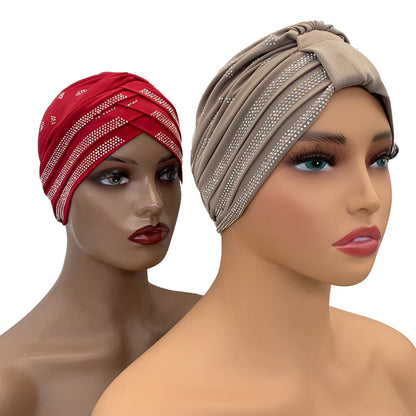 Summer Breathable Muslim Turban Cap Diamonds Under Scarf Hat Fashion Inner Hijab Bonnet