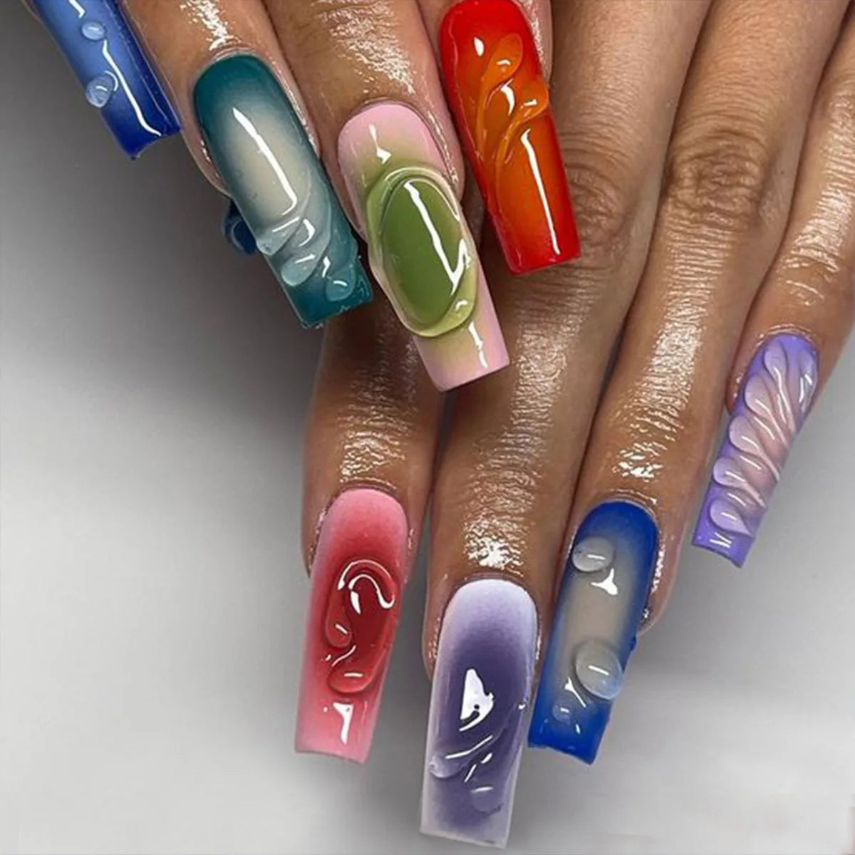 French Tip Press on Nails Long Coffin False Nails Press ons Acrylic Glue on Nails Full Cover False Nails Wearable Fake Nails Set