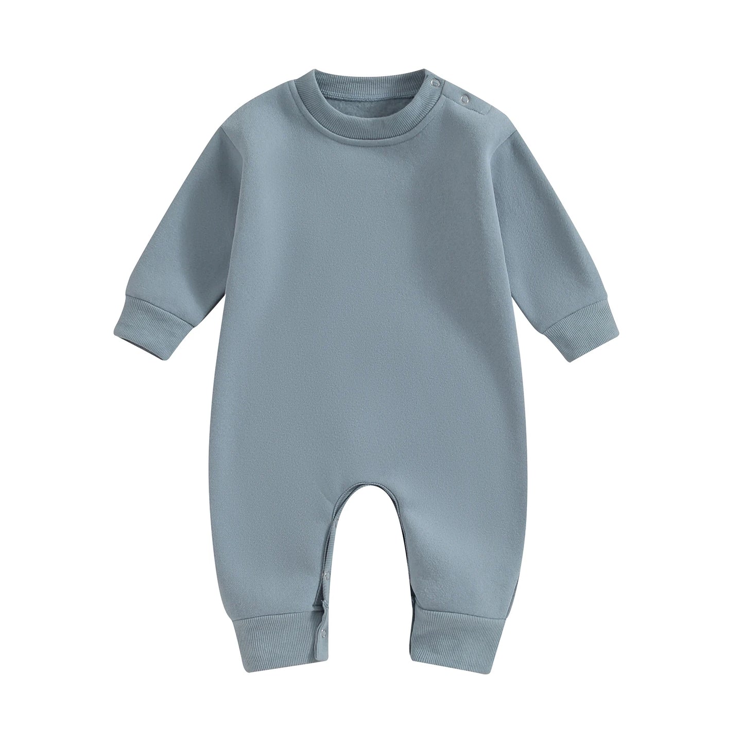 Pudcoco Toddler Baby Girls Boys Sweatshirt Romper Solid Color Fleece Long Sleeve Jumpsuit for Newborn Cute Clothes 0-18M
