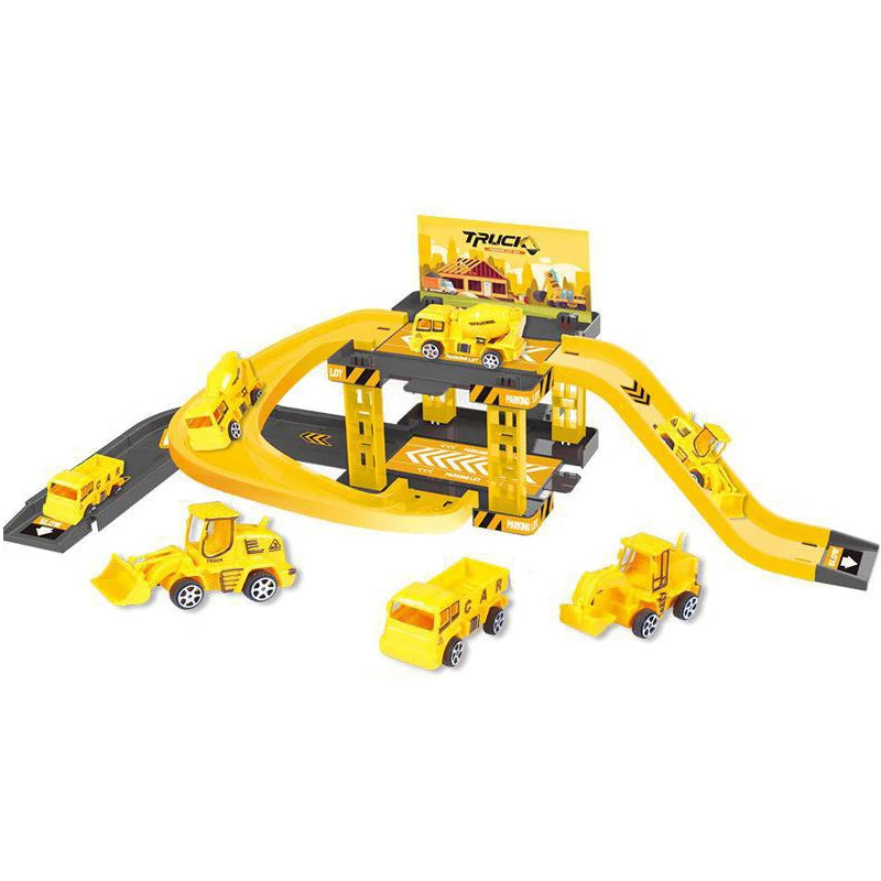 Children's track parking lot toys multi-storey car parking building fire police engineering dinosaur car toys