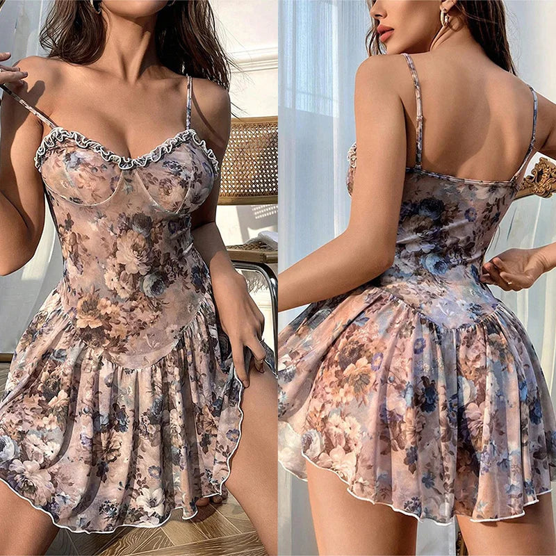 Ordinary nightgown Strap tight and comfortable high-end pure floral dress sexy tоy xxl Sleepwear for sleeping Pajamas dress xxx