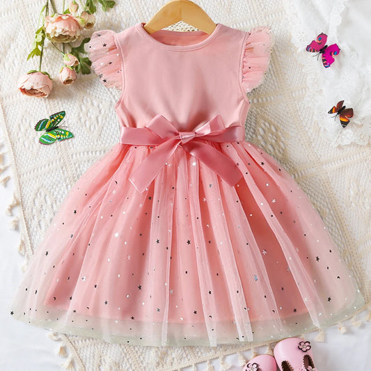 Baby Girl Dress New Summer Toddler Kids Dress Baby Mesh Tutu Dresses Sequin Bow Children Birthday Party Dress Baby Girls Clothes