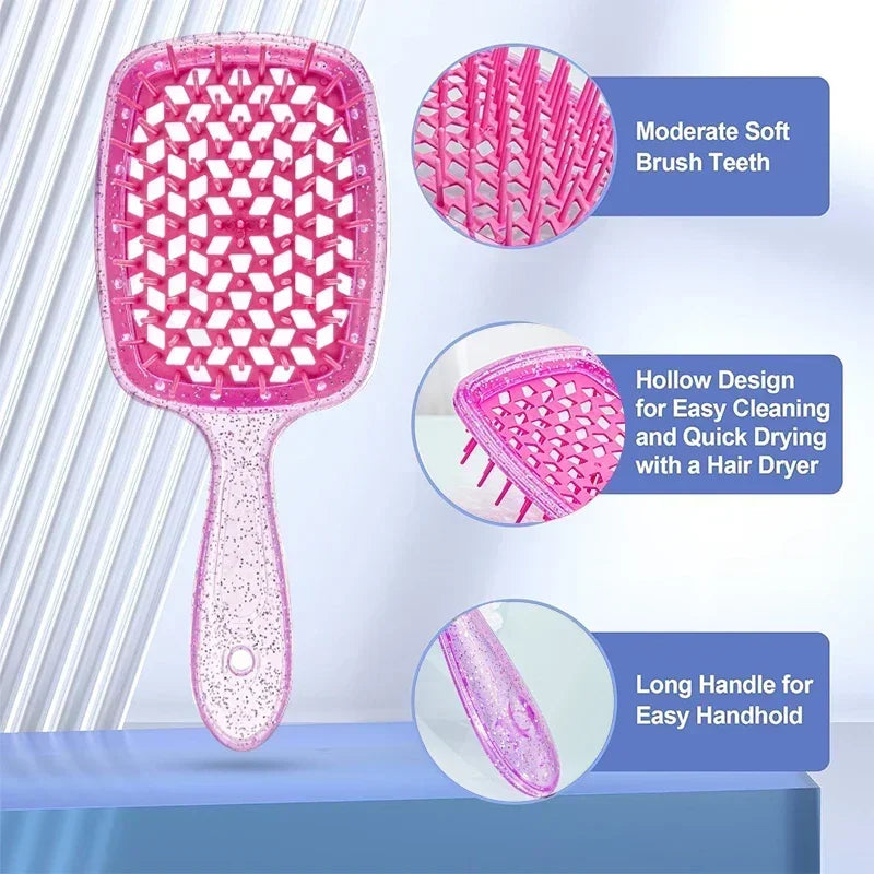 Sequin Detangling Hair Brush Massage Combs Tangled Hair Comb