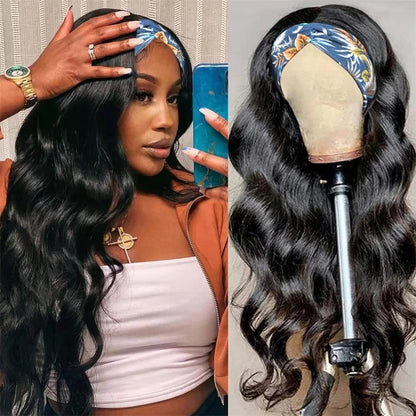 Body Wave Headband Wig Human Hair Wigs For Black Women Brazilian Full Machine Made Natural Color Wigs 150% Density