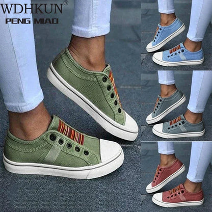 Low-cut Trainers Canvas Flat Shoes Women Casual Vulcanize Shoes New Women Summer Autumn Sneakers Ladies WDHKUN