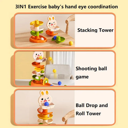 Ball Drop Toys for Toddler 1-3 Montessori Stacking Tower Toy Baby Development Games Educational Learning Activity Birthday Gift