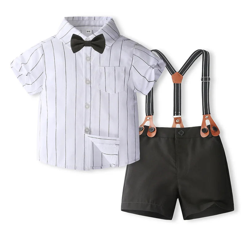 Baby Boy Formal Suit Gentleman Clothes Sets Autumn Children Birthday Wedding Party Dress Suit Sets Bowtie Shirt+Vest+Trouser Set