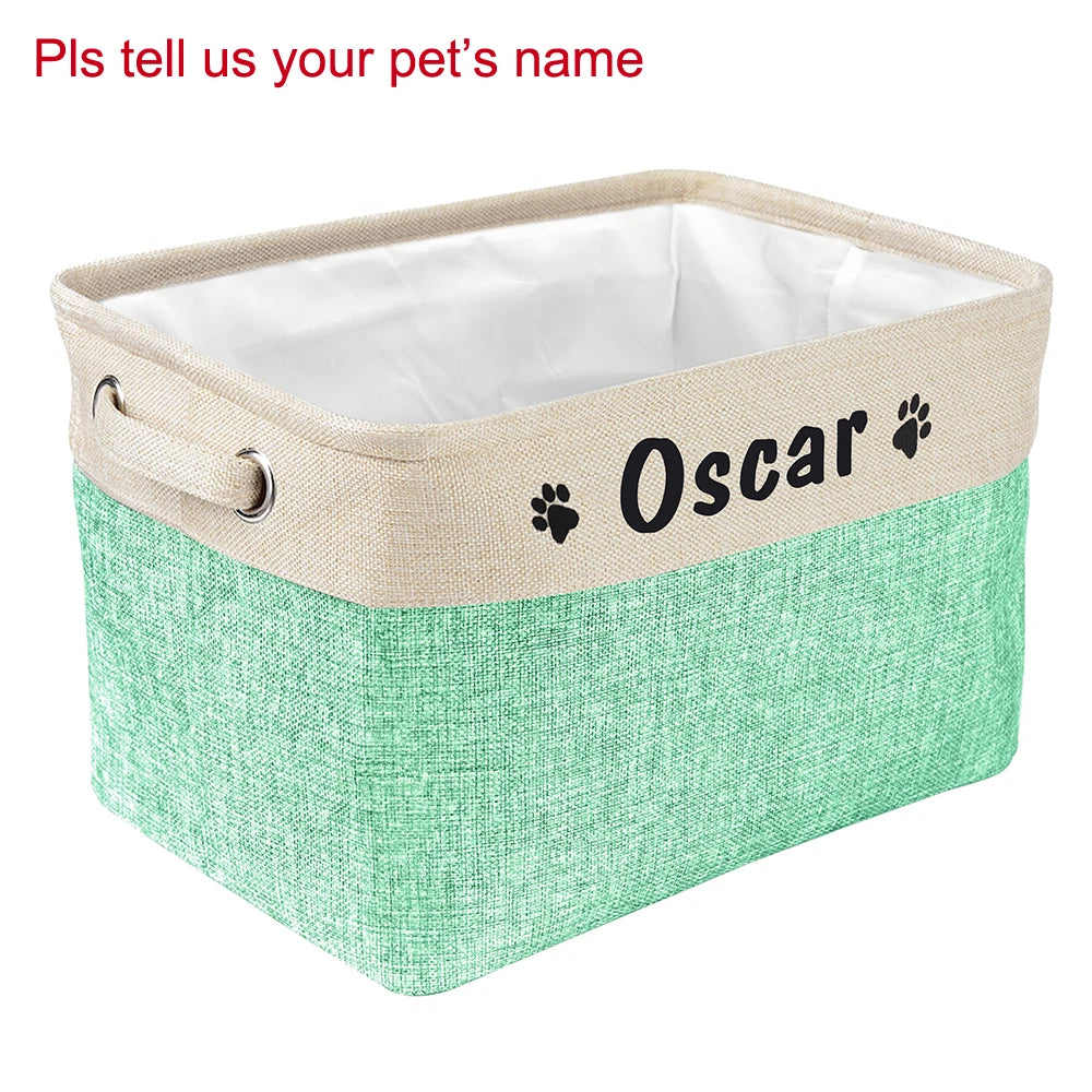 Personalized Dog Toy Basket Free Print Pet Storage Box DIY Custom Dog Name Toys Clothes Accessories Foldable Organize Storage
