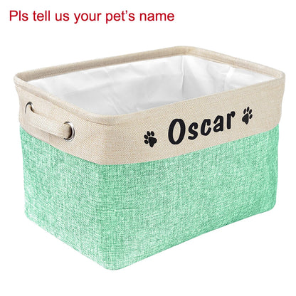 Personalized Dog Toy Basket Free Print Pet Storage Box DIY Custom Dog Name Toys Clothes Accessories Foldable Organize Storage