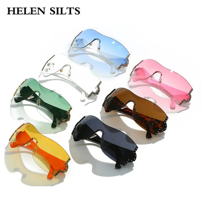 2000'S Fashion One Piece Sunglasses Women Luxury Shiny Crystal Sun Glasses UV400 Ladies Y2k New Colorful Eyewear Diamond Shades