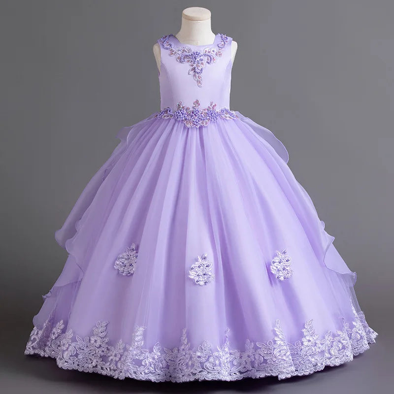 New Elegant Girl Party Dress Gorgeous Prom Dress Large Graduation Party Collective Dress 4-12 Year Old Halloween Princess Dress