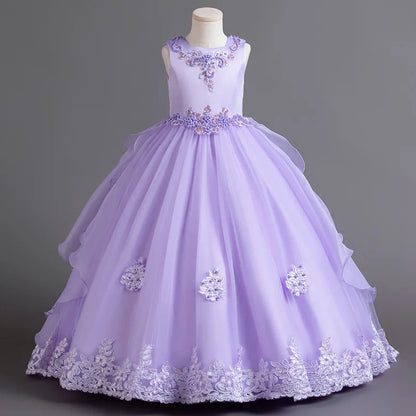 New Elegant Girl Party Dress Gorgeous Prom Dress Large Graduation Party Collective Dress 4-12 Year Old Halloween Princess Dress