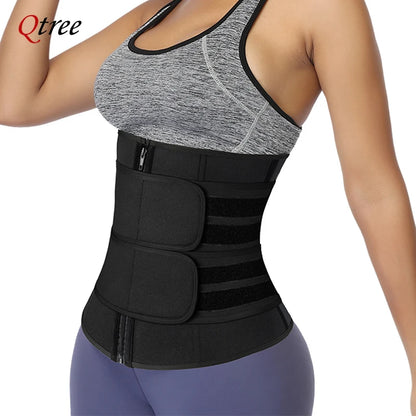 Qtree Waist Trainer Plus Size for Women Sports Girdle Corset Slimming Belly Body Shaper Sweat Trimmer Belt Slimmer Weight Loss