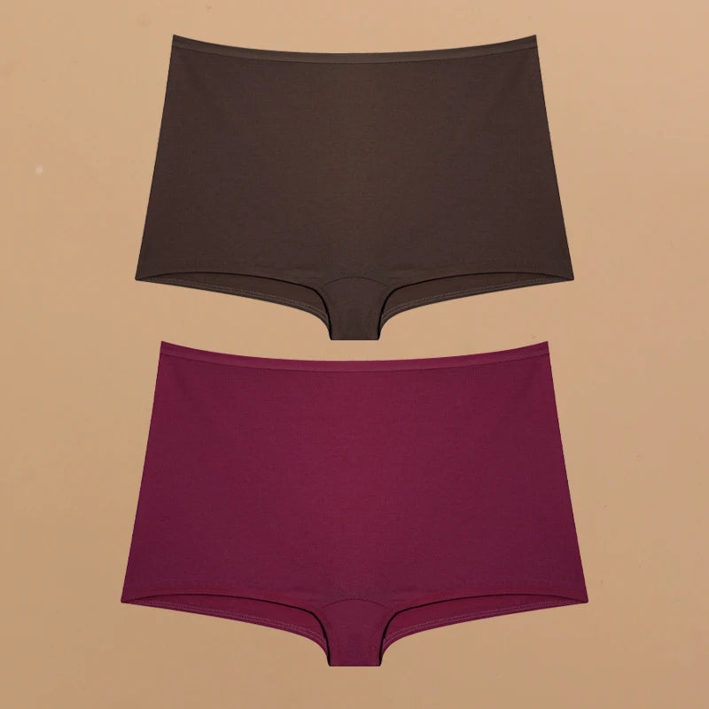 2pcs Women's Cotton Boxers Panties Female Seamless Sports Boyshorts Underwear Female Solid Soft Lingerie Safty Shorts XS-XL 2024