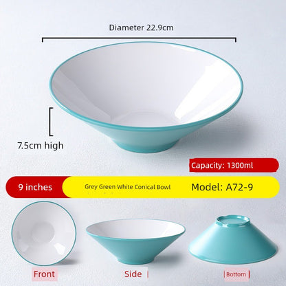 Melamine Rain-Hat Shaped Bowl Commercial Ramen Bowl River Snail Rice Noodle Bowl Noodle Restaurant Dedicated Noodles with Soy Sauce Wonton Pig's Knuckle Rice Spicy Hot Large Bowl