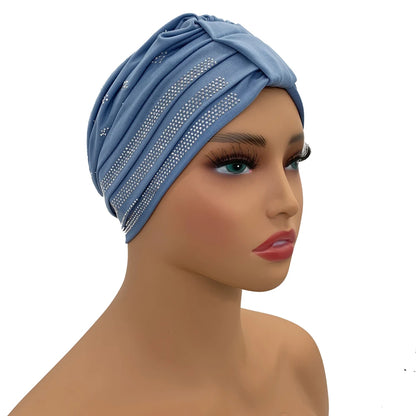 Summer Breathable Muslim Turban Cap Diamonds Under Scarf Hat Fashion Inner Hijab Bonnet