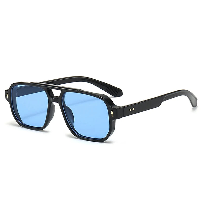 Double Bridges Men Square Sunglasses Clear Ocean Lens