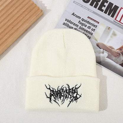 Unisex Stripe Embroidery Beanies Autumn Winter Warm Hat Hip Cap Beanie Hat Caps for Women Men