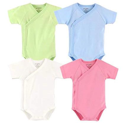 0-12M Baby White Rompers for Newborn Unisex Organic Cotton Short Sleeve One Piece Bodysuits for Kids Toddler Sleepwear Outfits