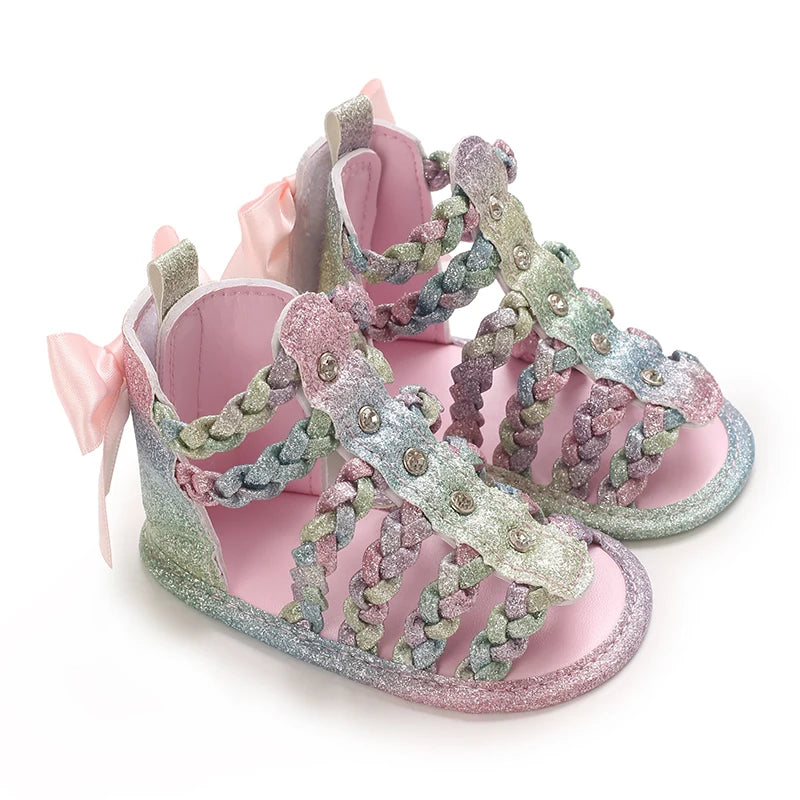 Summer Fashion New Baby Shoes Trendy Girl Baby High Top Hollow Sandals PU Soft Sole Casual Walking Shoes