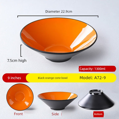 Melamine Rain-Hat Shaped Bowl Commercial Ramen Bowl River Snail Rice Noodle Bowl Noodle Restaurant Dedicated Noodles with Soy Sauce Wonton Pig's Knuckle Rice Spicy Hot Large Bowl