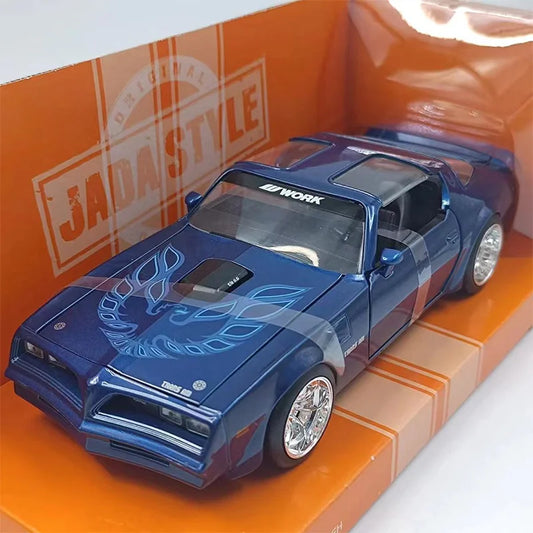 JADA 1:24 Scale Classic Blue 1977 Pontiac Firebird Miniature Diecast Alloy Toy Car Simulation Model Collectible Souvenir Display