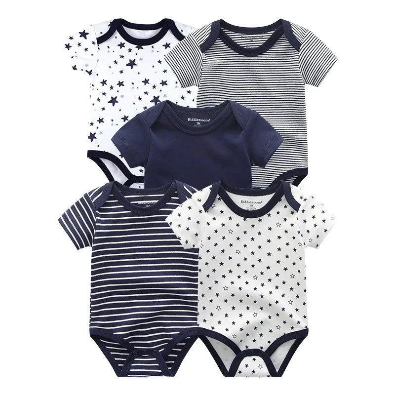 aple Leaf Print Baby Short sleeved jumpsuit 5-piece set Baby Boys Outgoing Clothing Baby Full Moon Clothing 100% Cotton