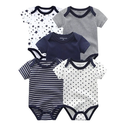 aple Leaf Print Baby Short sleeved jumpsuit 5-piece set Baby Boys Outgoing Clothing Baby Full Moon Clothing 100% Cotton