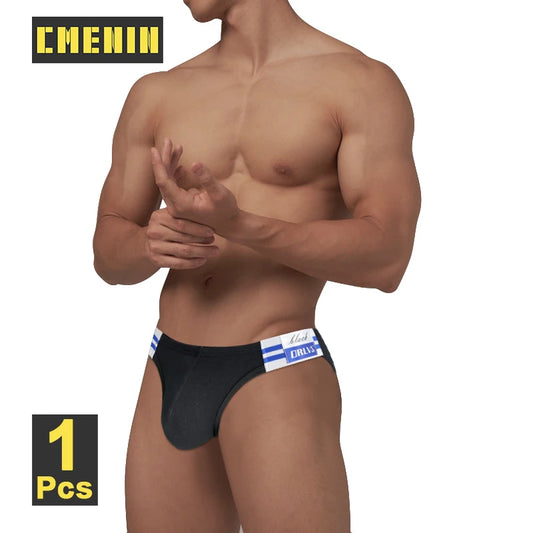 CMENIN Men Cotton Underwear Blue Striped Belt Mens Briefs Sexy Bikini Underpants for Men Sports Fitness Men's Panties Gays Brief