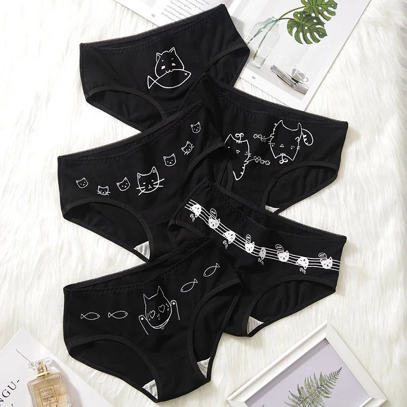 5Pcs/set Cotton Cartoon Cute Panties Girls' Short Underwear For Women Ladies Pantys Female Cosy Briefs Sexy Lingerie M-XL