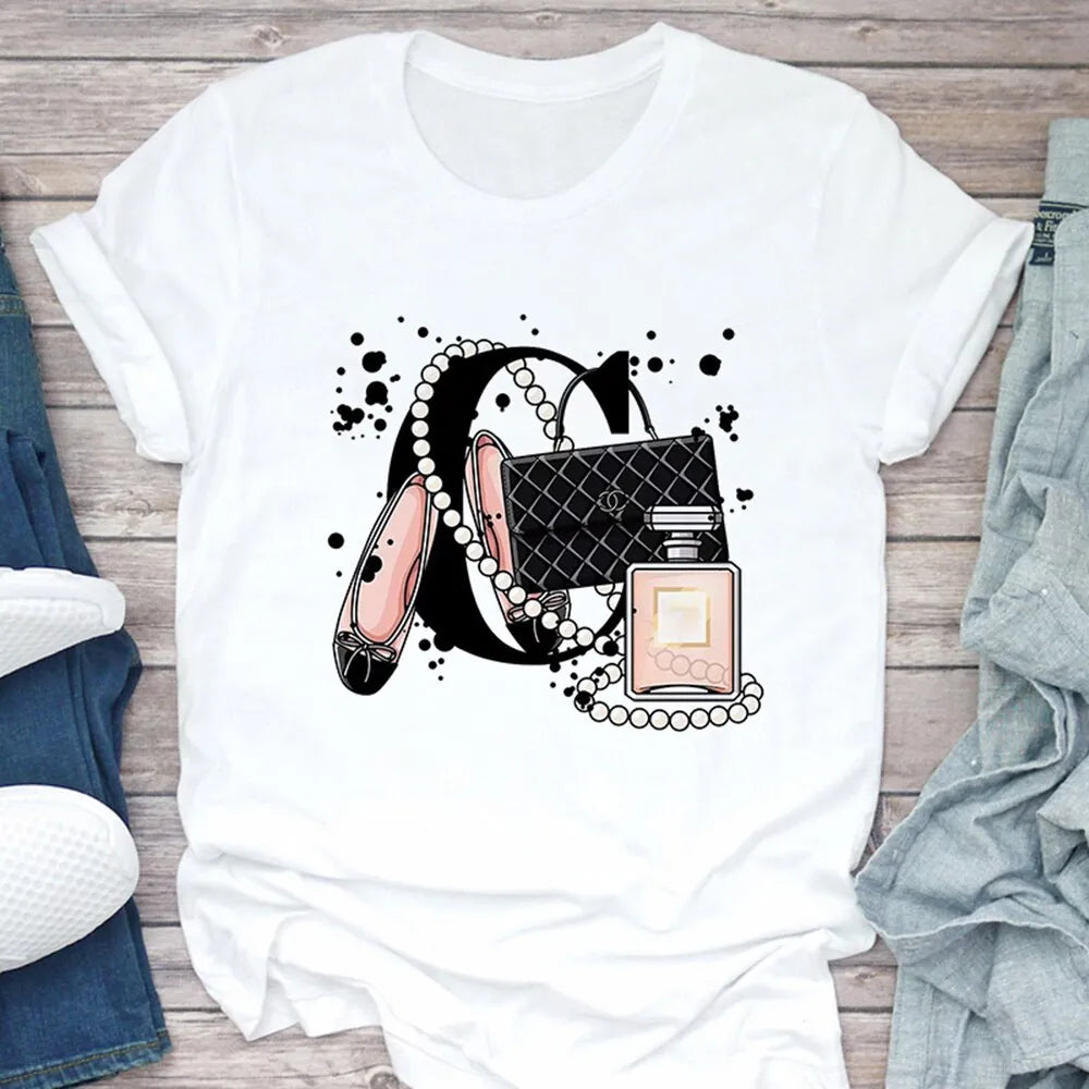 Women's T Shirt Bag Printed Casual Short Sleeve T-shirt