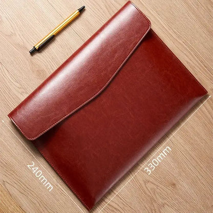 A4 A6 Leather File Folder Data Package Document Bag Fashion Briefcase Data Contract Bill File Bag School Office Supplies