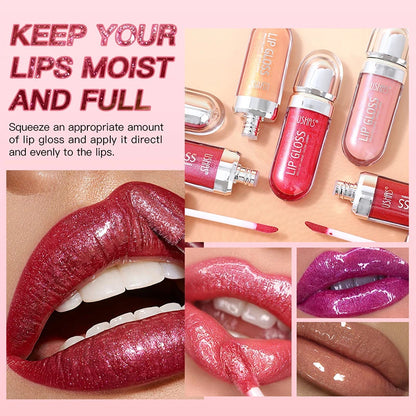 12 Colors Glitter Lip Gloss Long Lasting Diamond Pearlescent Metallic Liquid Lipstick