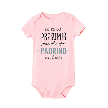 Not Show To Off But The Best Godmother/Godfather Is Mine Printed Baby Romper Funny Infant Short Sleeve Bodysuit Toddler Clothes